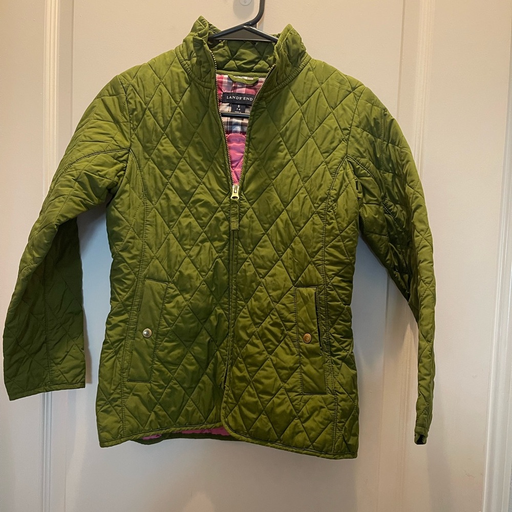 Lands' End Kids Olive Green light weight Quilted Puffer Jacket